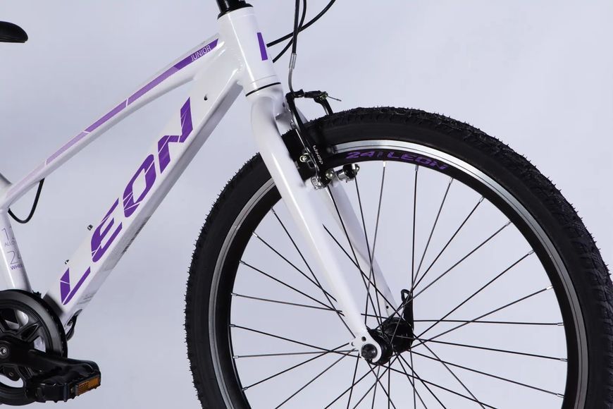 Велосипед AL 24" Leon JUNIOR Vbr CS рама-12" білий з бузковим 2025 OPS-LN-24-105 фото
