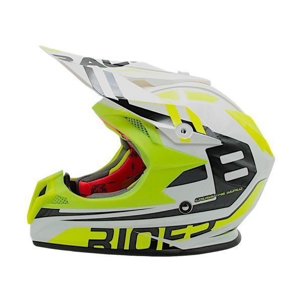Шолом, закритий крос/ендуро М 57-58 АТV Forsage Rider 030 біло-жовтий глянець з дашком + окуляри 136-287 фото