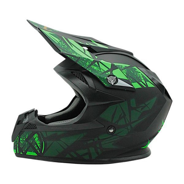 Шолом, закритий крос/ендуро М 57-58 АТV Forsage Rider 027 чорно-салатовий матовий з дашком + окуляри 136-281 фото