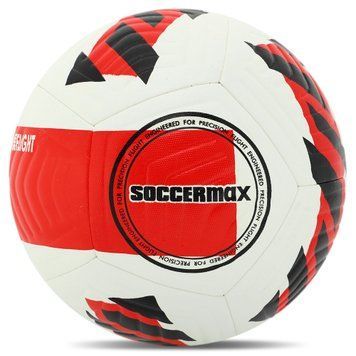 М'яч футбольний HYBRID SOCCERMAX FB-4367 №5 PU Білий-червоний FB-4367-White-red фото