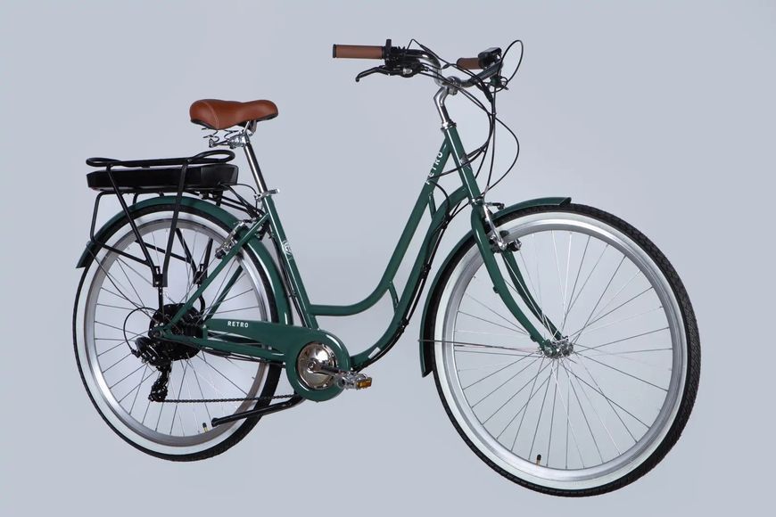 Велосипед з електроприводом 28" ST Dorozhnik eRETRO Vbr FR рама-19" 36B 12.5А*г 500Вт зелено-сірий PANTONE 5477 C 2025 ELB-D-28-069 фото