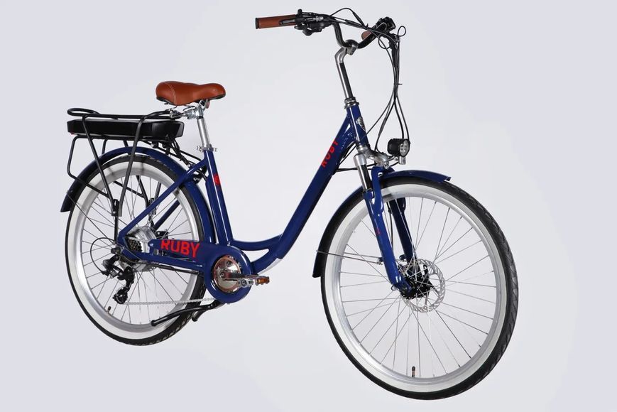 Велосипед з електроприводом 26" AL Dorozhnik eRUBY DD FR рама-17" 36B 13А*г 500Вт темно-синій 2026 ELB-D-26-299 фото