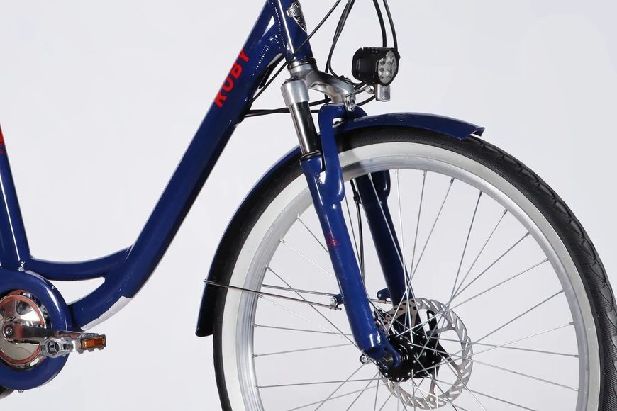 Велосипед з електроприводом 26" AL Dorozhnik eRUBY DD FR рама-17" 36B 13А*г 500Вт темно-синій 2026 ELB-D-26-299 фото