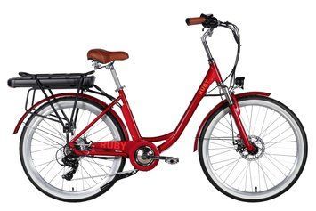 Велосипед з електроприводом 26" AL Dorozhnik eRUBY DD FR рама-17" 48B 15А*г 500Вт бордовий 2026 ELB-D-26-304 фото