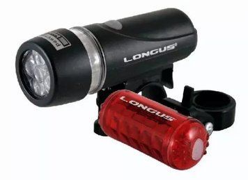 Комплект світла FIVE 5+5LED переднє Longus 5LED/4 ф-ції + заднє 5LED/4 ф-ції, чорний 398429 фото