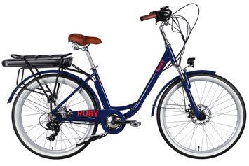 Велосипед з електроприводом 26" AL Dorozhnik eRUBY DD FR рама-17" 48B 15А*г 500Вт темно-синій 2026 ELB-D-26-302 фото
