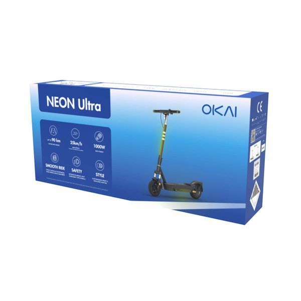 Електросамокат OKAI ES40-Black 10", 500(1000)W, 15.6Ah, 70km, 38km\h, 25%, NFC, App, 23kg 58175 фото