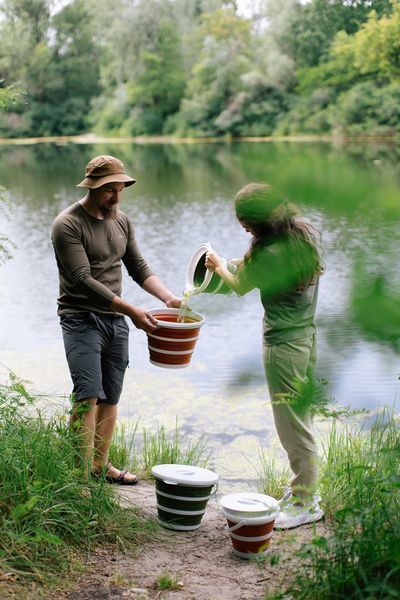 Відро Tribe Water Bucket Lid 10 л силіконове з кришкою T-FJ-0050, olive T-FJ-0050-olive фото