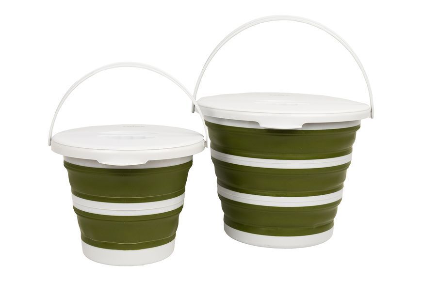 Відро Tribe Water Bucket Lid 10 л силіконове з кришкою T-FJ-0050, olive T-FJ-0050-olive фото