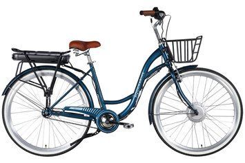 Велосипед з електроприводом 28" ST Dorozhnik eAQUAMARINE BH рама-19" 36B 13А*г 500Вт темно-синій з кошиком 2026 ELB-D-28-107 фото