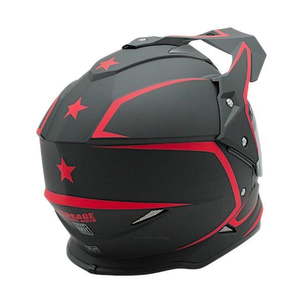 Шолом, закритий крос/ендуро S 55-56 АТV Forsage Rider 035 чорно-червоний матовий з дашком вмонтовані окуляри 136-333 фото