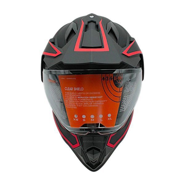 Шолом, закритий крос/ендуро S 55-56 АТV Forsage Rider 035 чорно-червоний матовий з дашком вмонтовані окуляри 136-333 фото