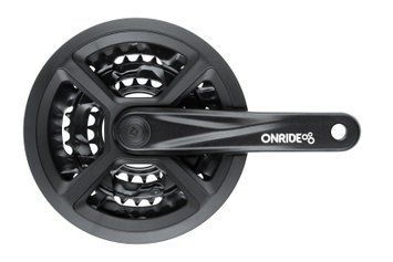 Комплект шатунів ONRIDE Trio 910P, під квадрат, 170 мм, 44-32-22Т, на 9 шв., з захистом, чорний 2526116102606 фото