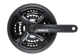 Комплект шатунів ONRIDE Trio 840P, під квадрат, 170 мм, 48-38-28Т, на 8/7/6 шв., з захистом, чорний 2526116102608 фото
