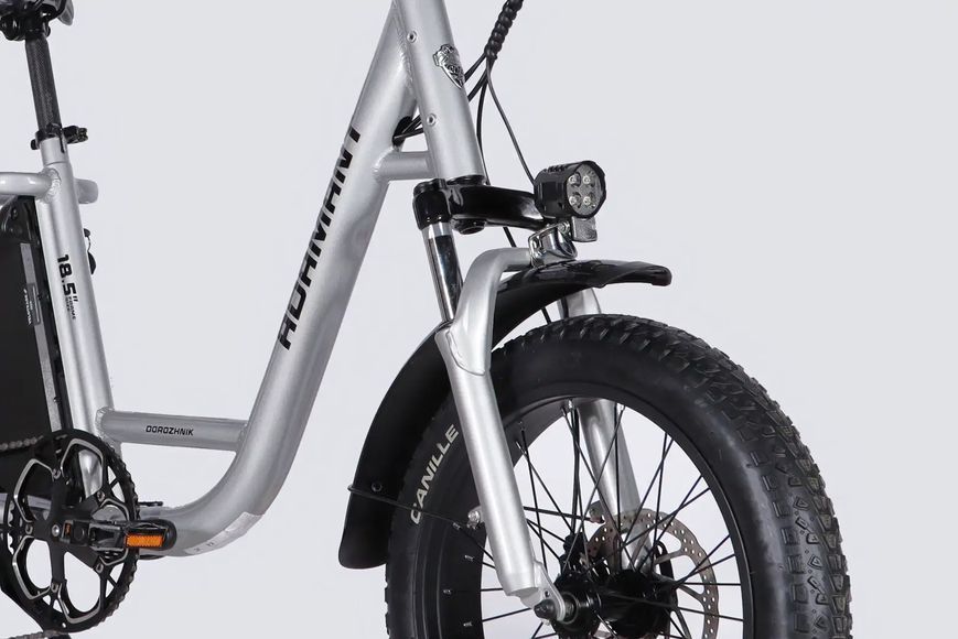 Велосипед з електроприводом 20" AL Dorozhnik ADAMANT DD FR рама-18,5" 48B 17.5А*г 500Вт срiблястий 2026 ELB-D-20-076 фото
