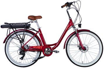 Велосипед з електроприводом 26" AL Dorozhnik eRUBY DD FR рама-17" 48B 12.5А*г 500Вт бордовий YS 7496 2025 ELB-D-26-248 фото