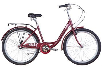 Велосипед AL 26" Dorozhnik RUBY планет. рама-17" темно-червоний (м) з багажником зад St, з крилом St 2022 SHIMANO NEXUS OPS-D-26-209 фото