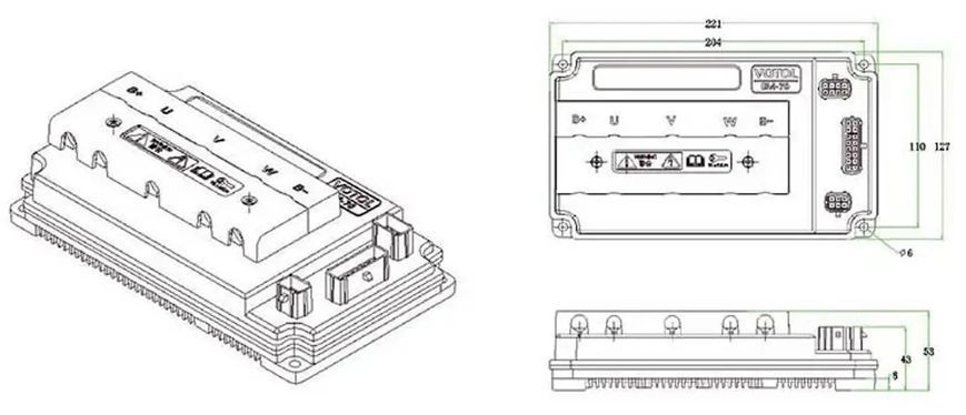 Контролер Votol EM-70 48/72B 70А синусний у власному корпусі програмований CNTR-052 фото