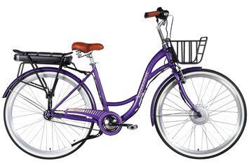 Велосипед з електроприводом 28" ST Dorozhnik eAQUAMARINE BH рама-19" 36B 13А*г 500Вт фіолетовий з кошиком 2026 ELB-D-28-108 фото