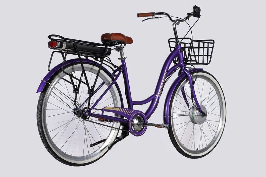 Велосипед з електроприводом 28" ST Dorozhnik eAQUAMARINE BH рама-19" 36B 13А*г 500Вт фіолетовий з кошиком 2026 ELB-D-28-108 фото