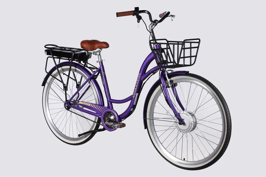 Велосипед з електроприводом 28" ST Dorozhnik eAQUAMARINE BH рама-19" 36B 13А*г 500Вт фіолетовий з кошиком 2026 ELB-D-28-108 фото
