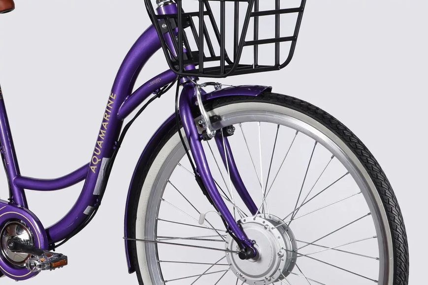 Велосипед з електроприводом 28" ST Dorozhnik eAQUAMARINE BH рама-19" 36B 13А*г 500Вт фіолетовий з кошиком 2026 ELB-D-28-108 фото