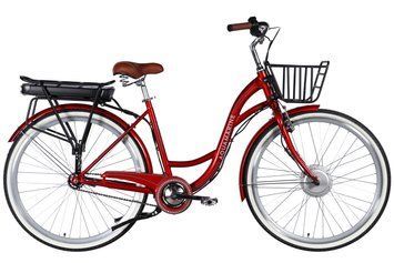 Велосипед з електроприводом 28" ST Dorozhnik eAQUAMARINE BH рама-19" 36B 13А*г 500Вт бордовий YS 2476 з кошиком 2026 ELB-D-28-134 фото