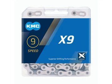 Ланцюг 9шв. KMC X9 silver 116ланок. із замком NEW BOX CHA-305 фото