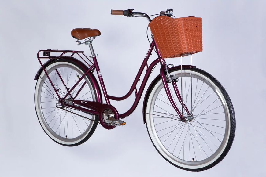 Велосипед ST 28" Dorozhnik RETRO PH рама-19" малиновий 2026 OPS-D-28-552 фото