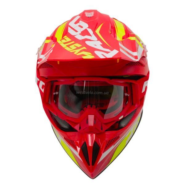Шолом, закритий крос/ендуро М 57-58 АТV Forsage Rider 033 червоний глянець з дашком + окуляри 136-293 фото
