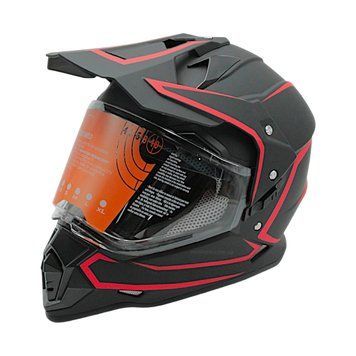 Шолом, закритий крос/ендуро L 59-60 АТV Forsage Rider 035 чорно-червоний матовий з дашком + вмонтовані окуляри 136-296 фото