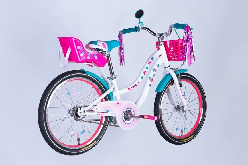 Велосипед ST 20" Formula Kid FLOWER PREMIUM BH рама-10" білий з рожевим та бірюзовим 2026 OPS-FRK-20-244 фото