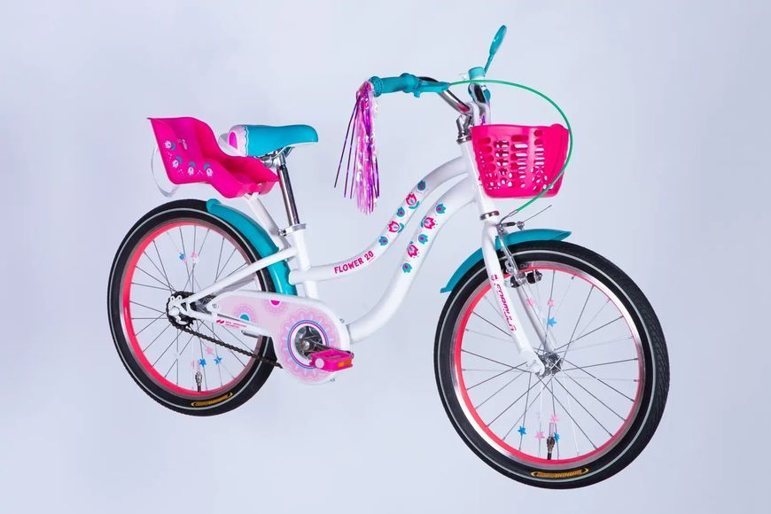 Велосипед ST 20" Formula Kid FLOWER PREMIUM BH рама-10" білий з рожевим та бірюзовим 2026 OPS-FRK-20-244 фото