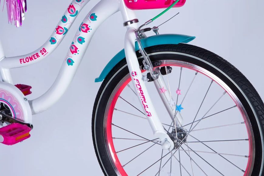 Велосипед ST 20" Formula Kid FLOWER PREMIUM BH рама-10" білий з рожевим та бірюзовим 2026 OPS-FRK-20-244 фото