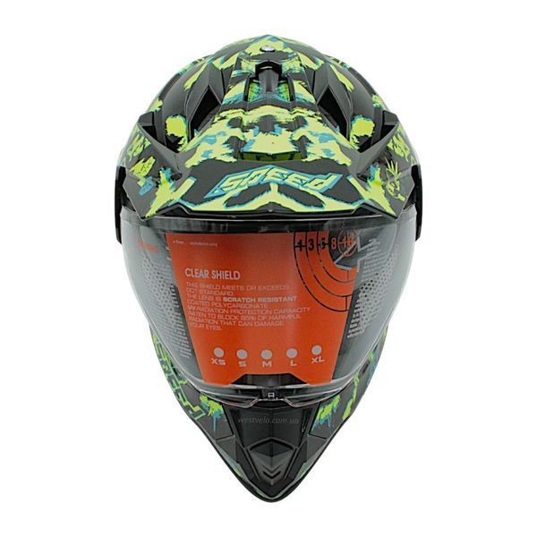 Шолом, закритий крос/ендуро XL 60-61 АТV Forsage Rider 034 чорно-салатовий глянцевий з відкидними окулярами 136-016 фото