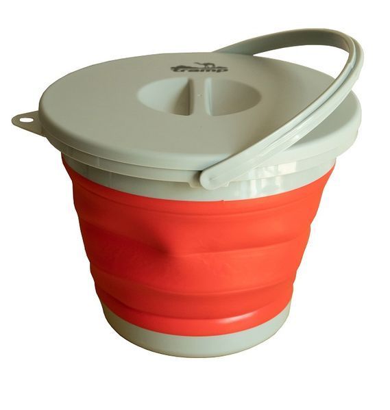 Відро TRAMP складане силіконове з кришкою terracota 5л TRC-128 TRC-127-red фото