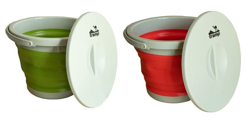 Відро TRAMP складане силіконове з кришкою terracota 5л TRC-128 TRC-127-red фото