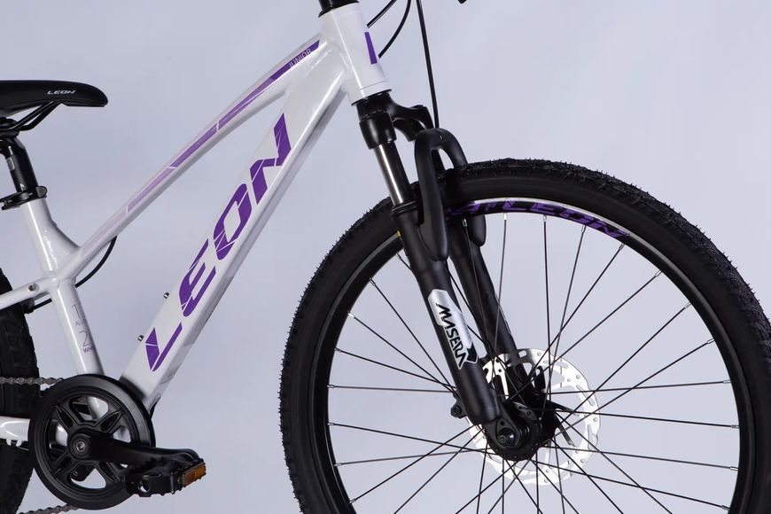 Велосипед AL 24" Leon JUNIOR DD CS рама-12" білий з бузковим 2025 OPS-LN-24-115 фото