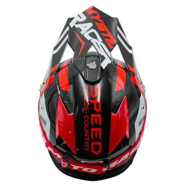 Шолом, закритий крос/ендуро М 57-58 АТV Forsage Rider 032 чорно-червоний глянцевий з дашком + окуляри 136-291 фото