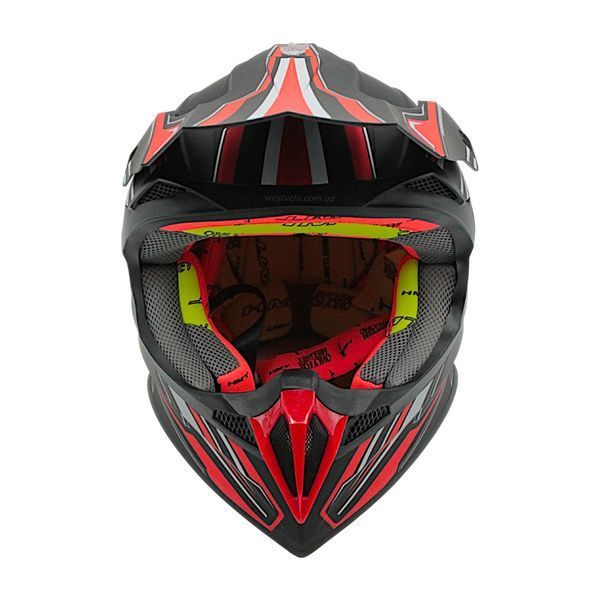 Шолом, закритий крос/ендуро М 57-58 АТV Forsage Rider 031 чорно-червоний матовий з дашком+ окуляри 136-289 фото