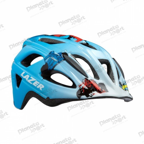 Шлем детский LAZER P`NUT, голубой, гоночные машины