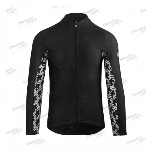 Джерси ASSOS Mille GT Spring Fall LS Jersey Black Series, длин. рукав, мужское, черное с белым, XL