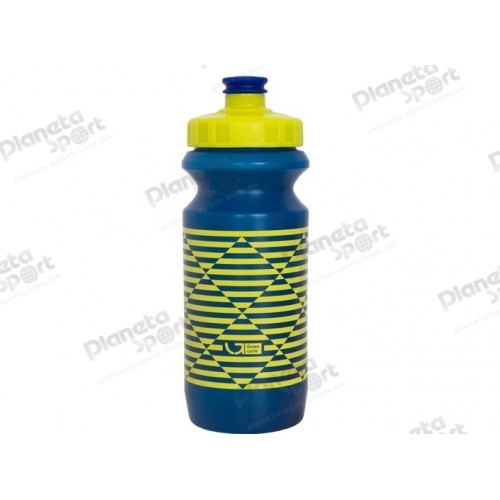 Фляга 0,6 Green Cycle STRIPES с большим соском, blue nipple/ yellow cap/ blue bottle