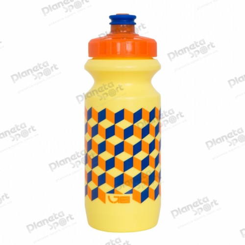 Фляга 0,6 Green Cycle CUBES с большим соском, blue nipple/ orange cap/ yellow bottle
