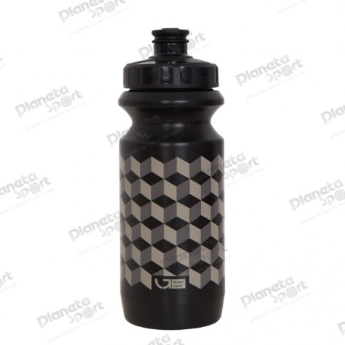 Фляга 0,6 Green Cycle CUBES с большим соском, grey nipple/ black cap/ black bottle