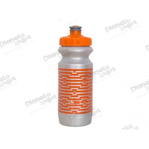 Фляга 0,6 Green Cycle STRIPES с большим соском, silver nipple/ orange cap/ Silver bottle