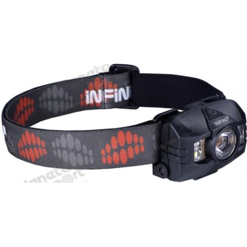 Фонарь налобный Infini HAWK 100-Black, 1 светодиод 3W белый, доп. диоды: 2x 0.5Ватт белые + 2 красных, 7 режимов, 3x