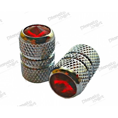 Колпачок для камеры TW V-07 сереб. цвета  с диамантом красн. цвета (в комплекте 4шт) Автомобильного стандарта