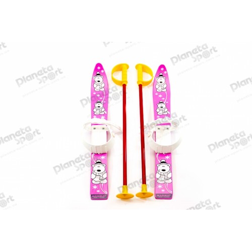 Лыжи с палками Marmat детские пласт., длина-70см малиновый
