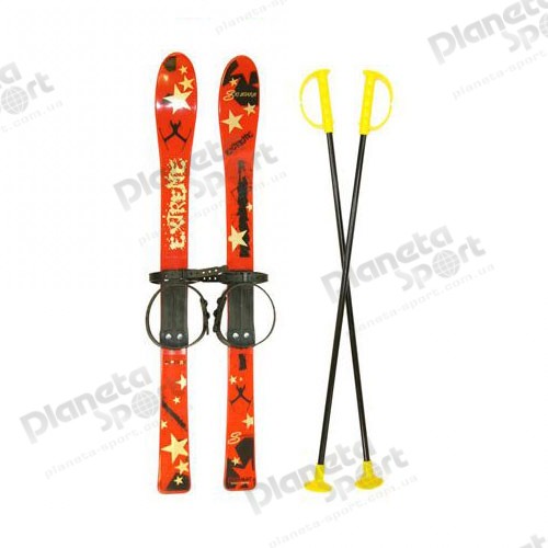 Лыжи с палками Marmat детские пласт., длина-90см красный